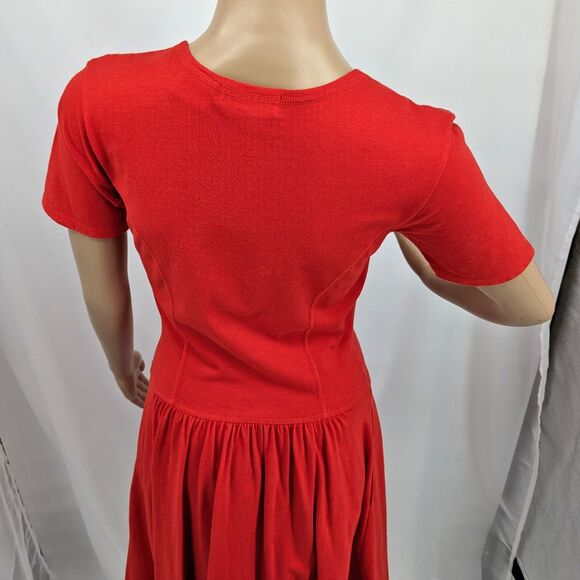 Vintage 1990s Liz Claiborne Shirt Dress Red Pockets Drop Waist Size Petite XS - Picture 9 of 9